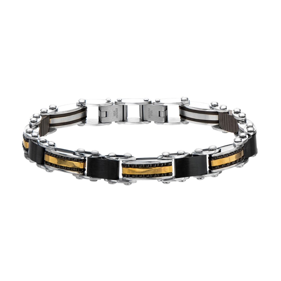 Double Sided Black and Gold Steel Bracelet