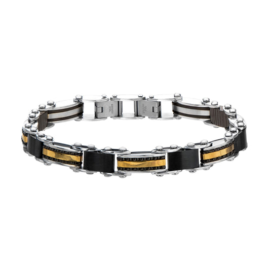 Double Sided Black and Gold Steel Bracelet