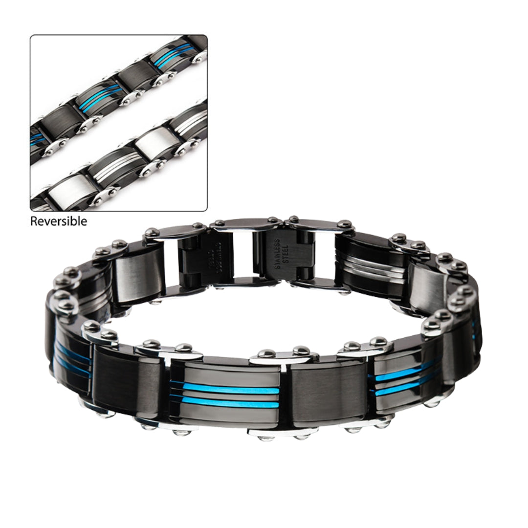 Two Tone Black/Blue Reversible Bracelet