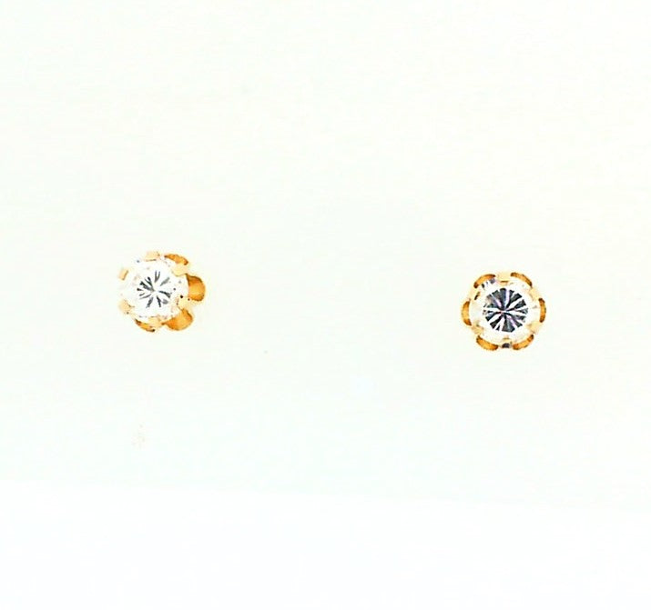 Yellow Gold Cz Buttercup Studs