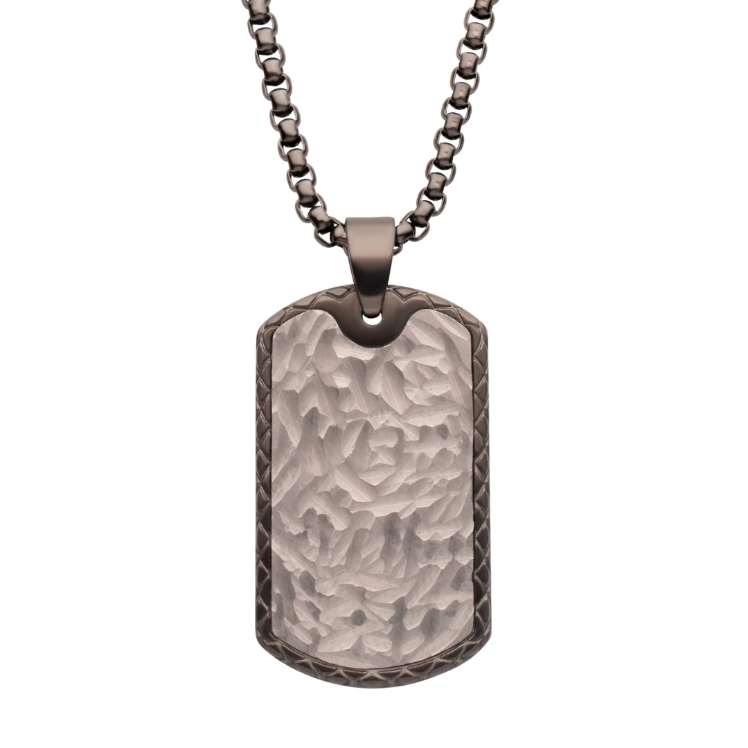 Gun Metal IP Stainless Steel Firenze Pendant with Box Chain