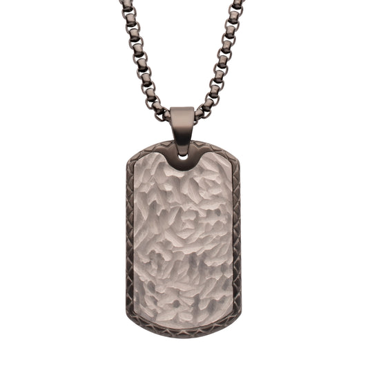 Gun Metal IP Stainless Steel Firenze Pendant with Box Chain