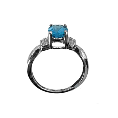 White Gold Blue Topaz Contemporary Ring
