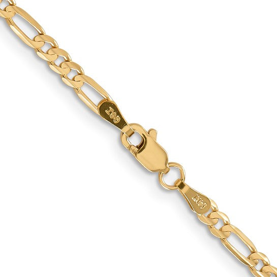 3MM Yellow Gold 22 Inch Figaro Chain