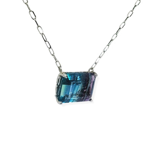 White Gold Multi-Color Apatite Station Necklace