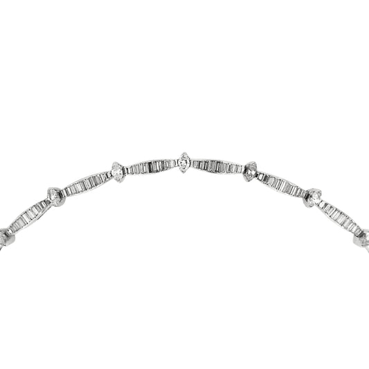 Channel Set Marquise and Baguette Diamond Bracelet