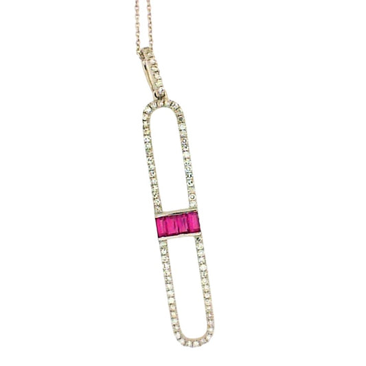 White Gold Ruby Art Deco Pendant