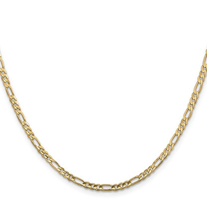 3MM Yellow Gold 22 Inch Figaro Chain