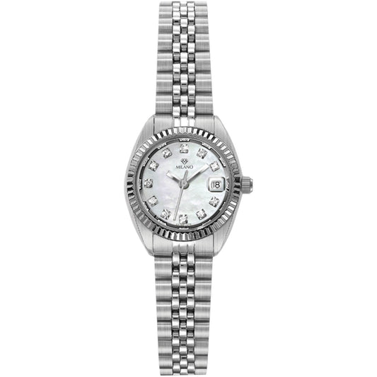 White Stainless Steel Dress Watch with Diamond Dial