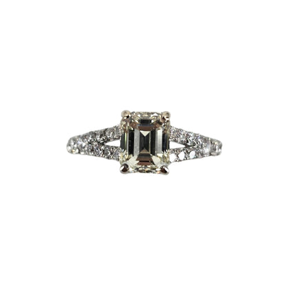 Emerald Diamond Split Shank Ring
