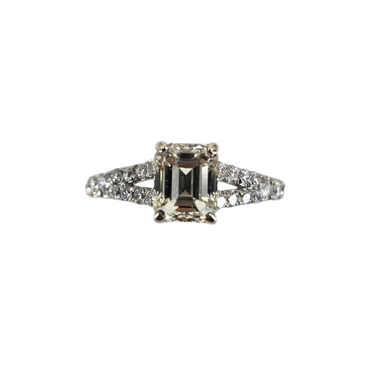 Emerald Diamond Split Shank Ring