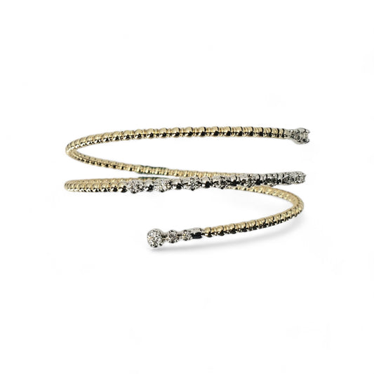 Two Tone Round Diamond Wrap Bracelet