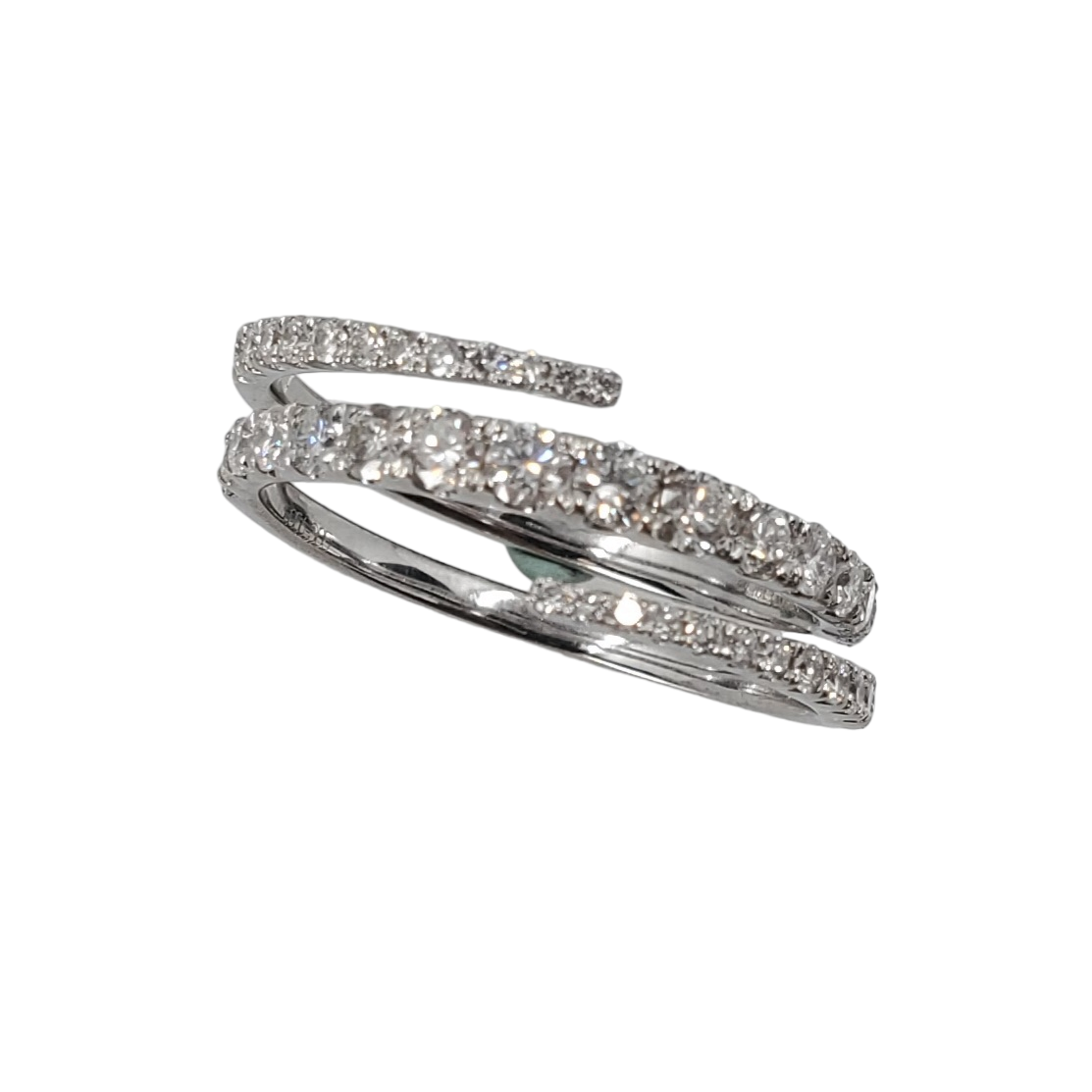 Round Diamond Bypass Ring in White Gold
