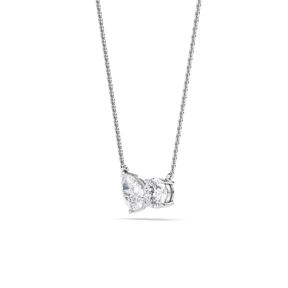 White Gold Two Stone Lab Grown Diamond Pendant