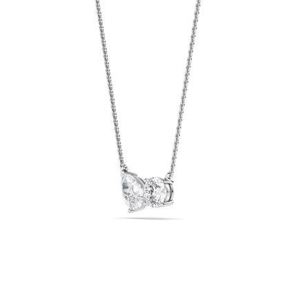 White Gold Two Stone Lab Grown Diamond Pendant