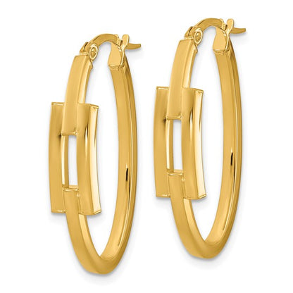 Yellow Gold Square Tube Hoop Earrings