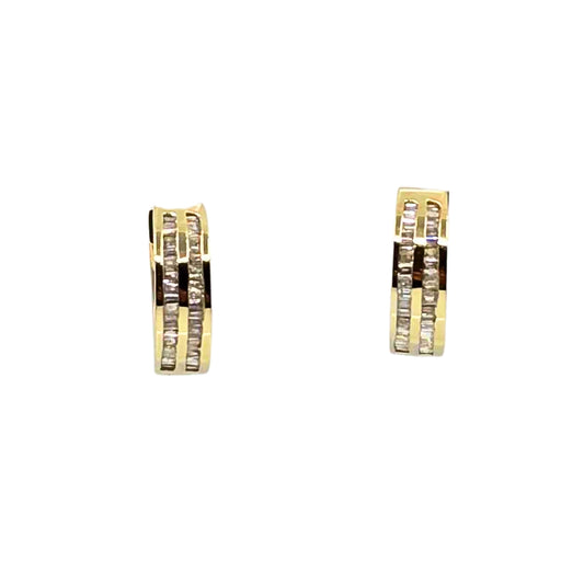 Channel Set Double Row Huggy Earrings