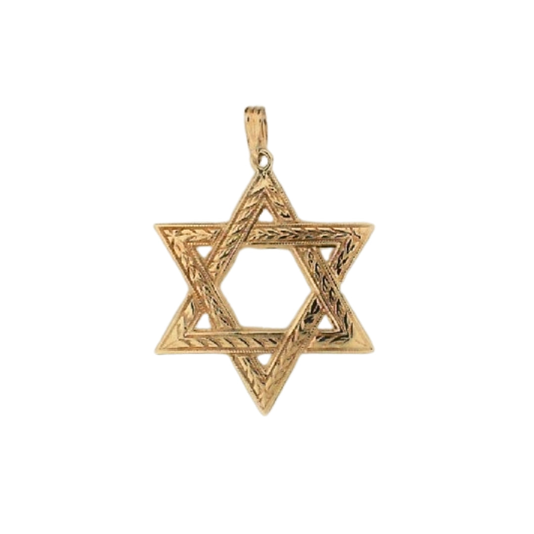 Yellow Gold Diamond Cut Star of David Pendant