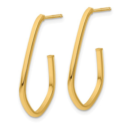 Yellow Gold J Hoop Earrings