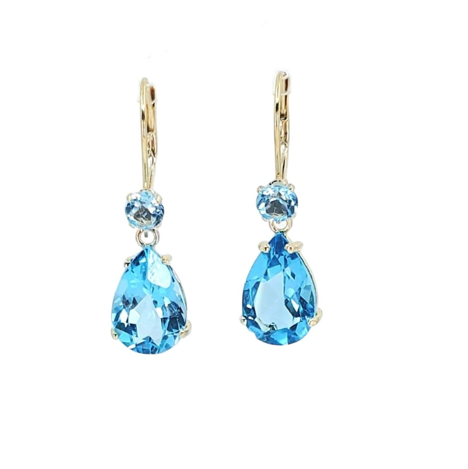 Blue Topaz Lever Back Earrings