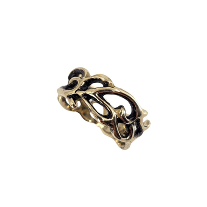 Yellow Gold Antiqued Open Work Ring