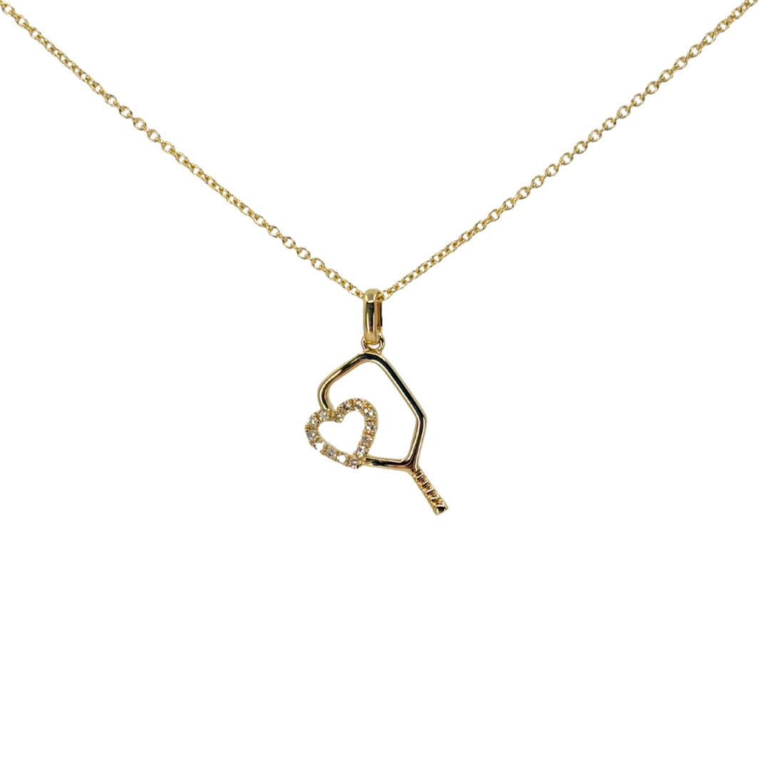 Yellow Gold Pickleball Diamond Necklace