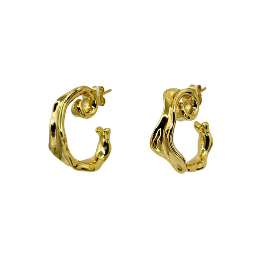 Yellow Silver Geometric Hoop Earrings