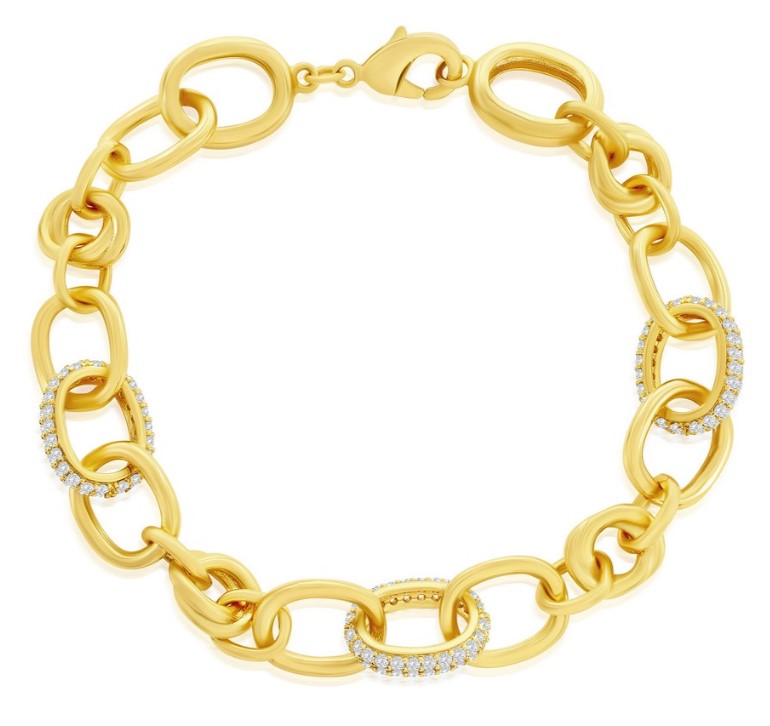 Yellow Sterling Silver Micro Pave Cz Bracelet