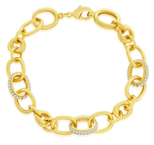 Yellow Sterling Silver Micro Pave Cz Bracelet