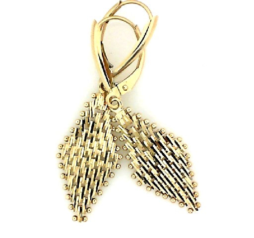 Yellow Gold Diamond Cut Mesh Drop Earrings