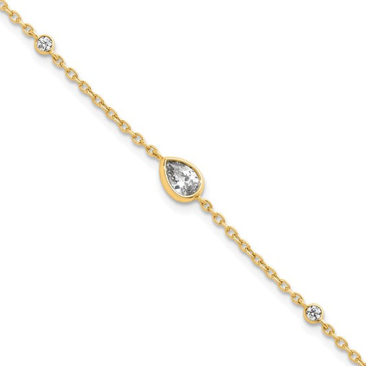 Yellow Gold Pear Lab Grown Diamond Rolo Bracelet