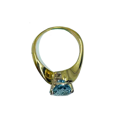 Two Tone Oval Aqua Fashion Ring
