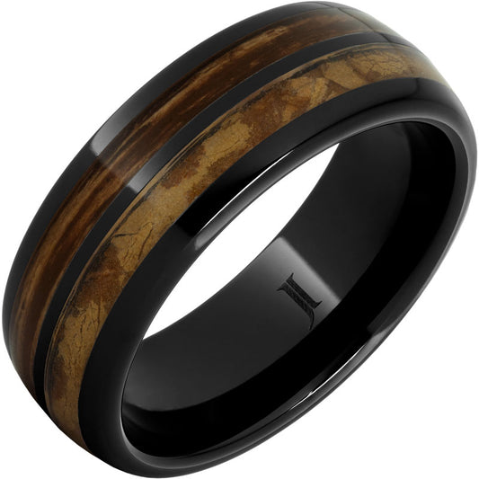 Black Ceramic Bourbon Barrel and Nat Cigar Wedding Band