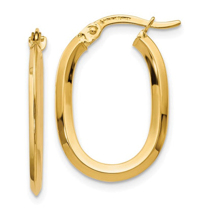 Yellow Gold Oval Hinged Hoop Earrings