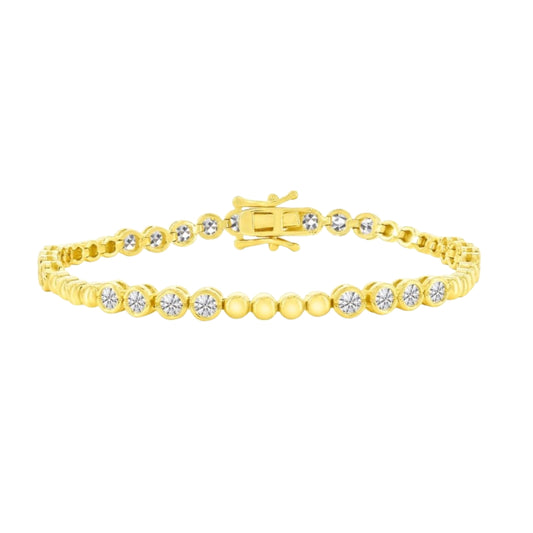 Yellow Sterling Silver Bezel Set Cz Bracelet