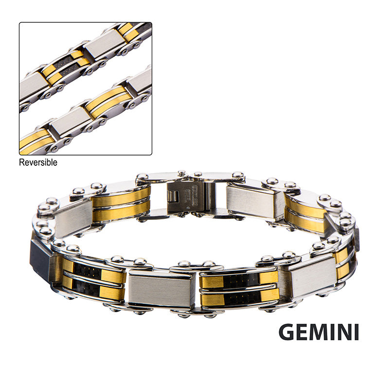 Stainless Steel Reversible Black and Gold Bracelet