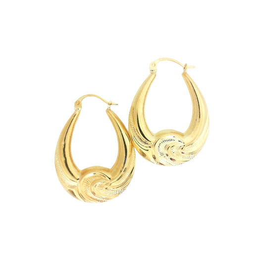 Yellow Gold Graduated Hoop Earrings