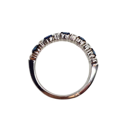 White Gold Round Blue Diamond Band