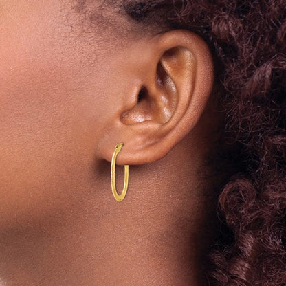 Yellow Gold Oval Hinged Hoop Earrings