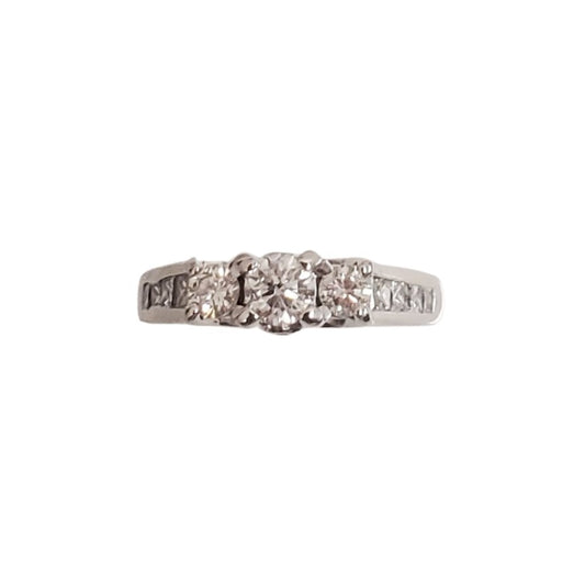 White Gold Past Present Future Diamond Ring