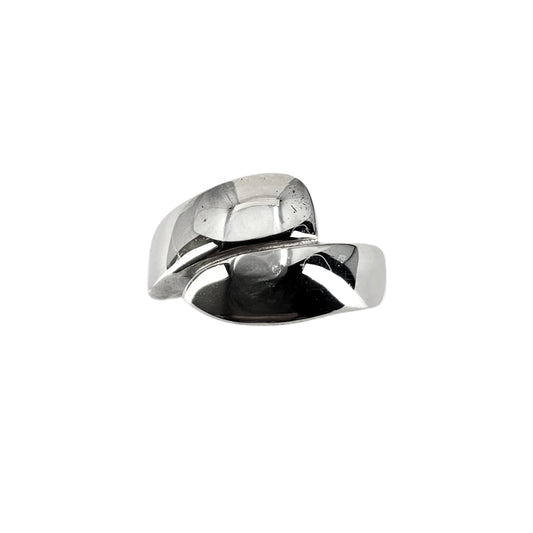 White Sterling Silver Bypass Ring