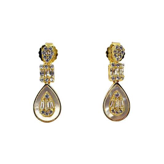 Silver Mother of Pearl Inlay Drop Earrings