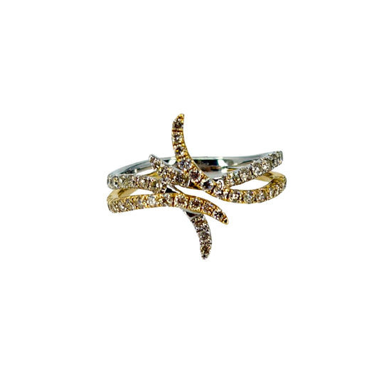 Two Tone Diamond Free Form Ring