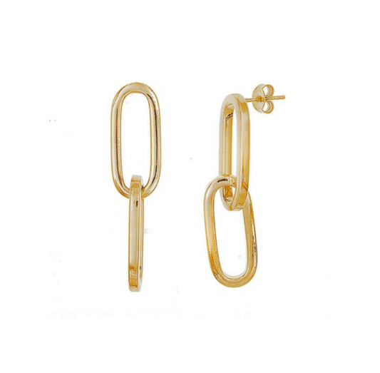 Yellow Gold over Sterling Silver Link Earring