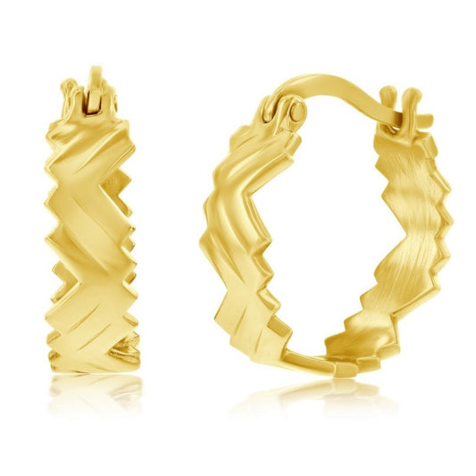 Yellow Sterling Silver Zig Zag Earrings