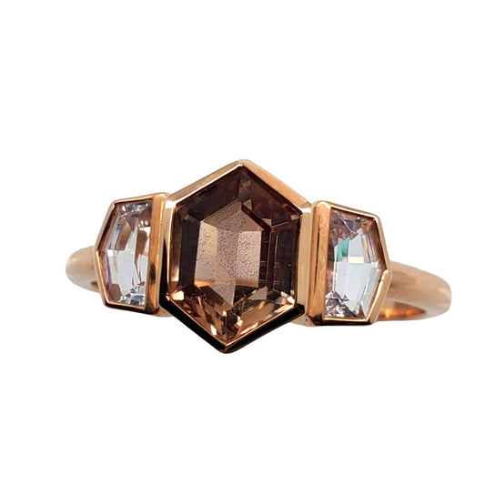 Rose Gold Sunstone and Moonstone Ring
