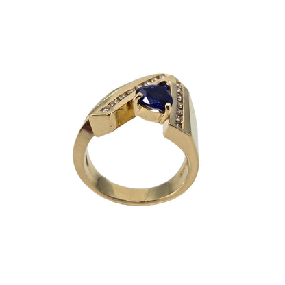 Yellow Gold Sapphire and Diamond Ring