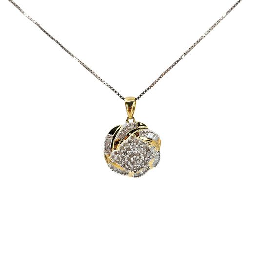 Yellow Gold Baguette Diamond Cluster Pendant