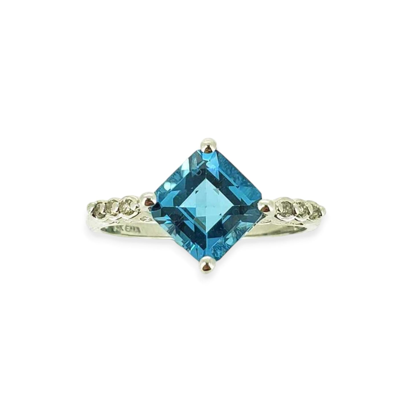 White Gold Blue Topaz and Diamond Ring