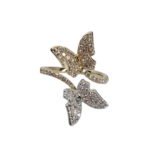 Two Tone Diamond Butterfly Ring